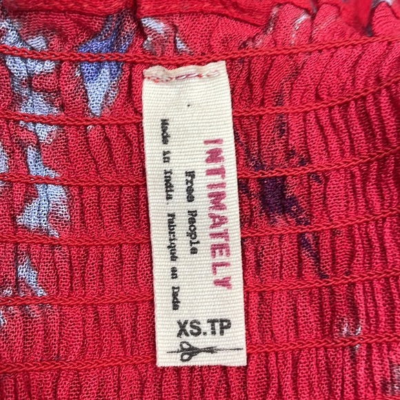 Intimately Free People Garden Party Floral Smocked Tiered Maxi Dress Boho Red XS - Picture 9 of 11